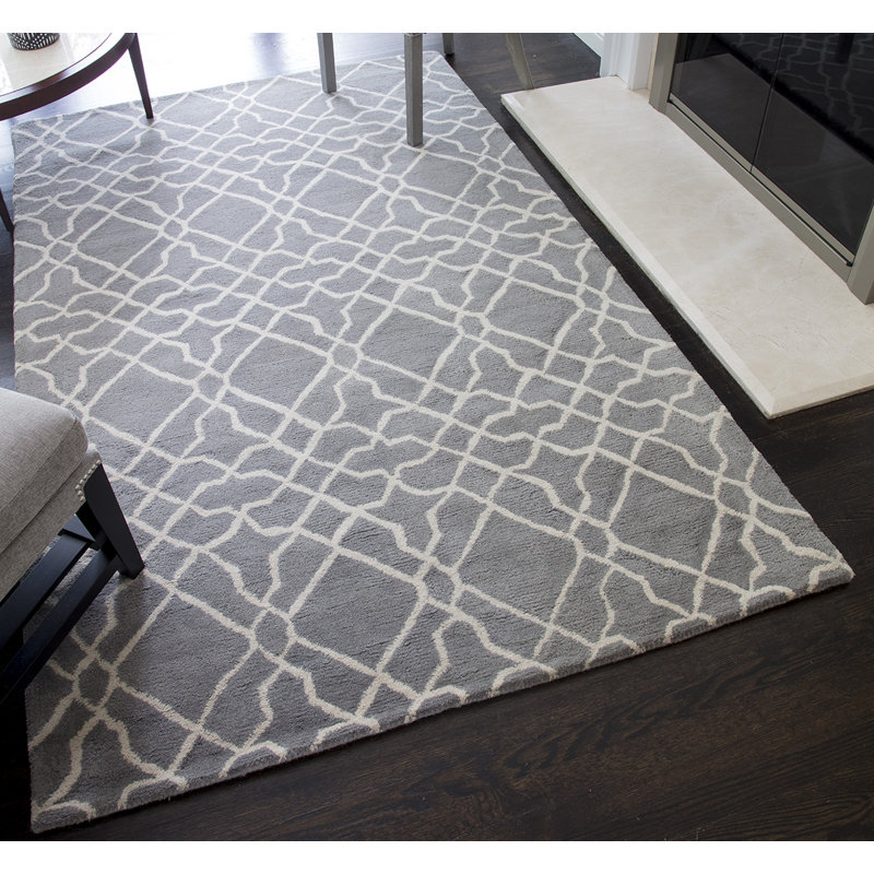 Andover Mills Daley Geometric HandTufted Wool Gray Area Rug & Reviews